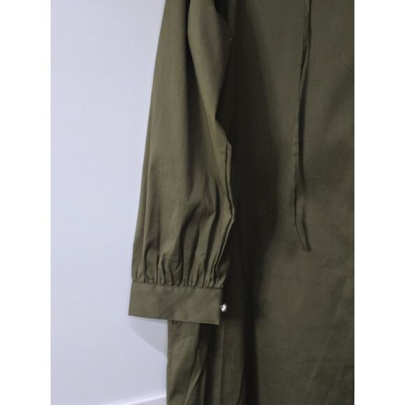 NEW Chico's Women's Size 0 Olive Green Short Dress Poplin Shift Dress Cottage - Picture 2 of 7